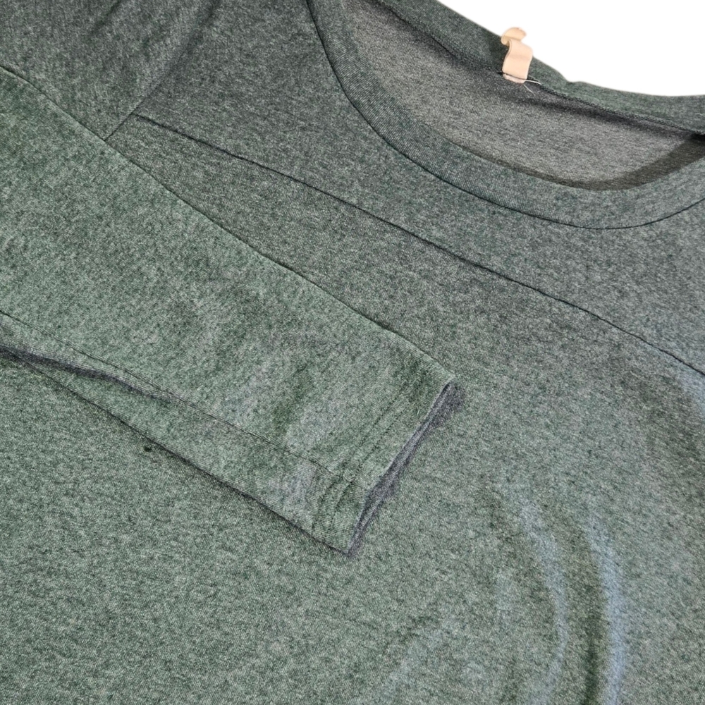 IGENJUN Womens Green Heathered Button Side Slit Tunic Top XL DR-907 Long Sleeve‎